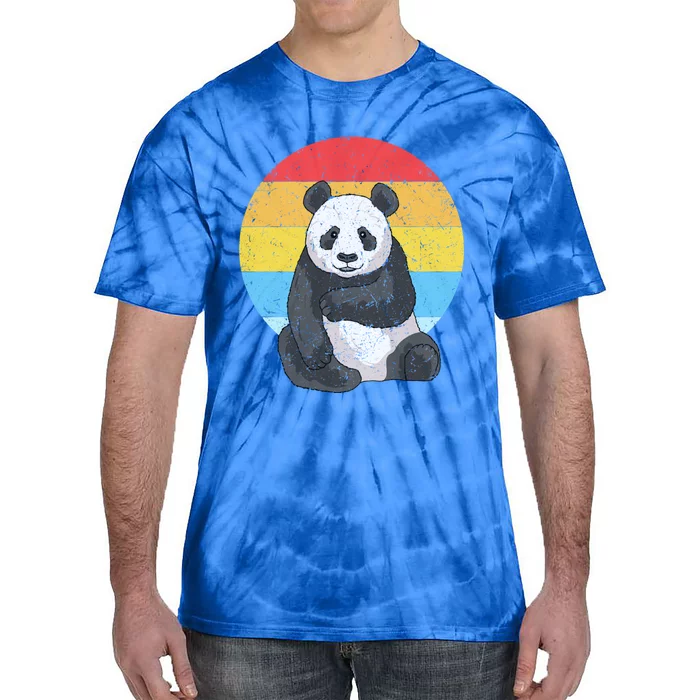 Retro Sunset Panda Gift Kawaii Vintage Panda Gift Tie-Dye T-Shirt