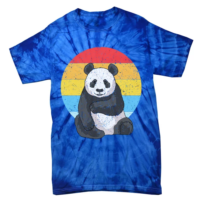 Retro Sunset Panda Gift Kawaii Vintage Panda Gift Tie-Dye T-Shirt