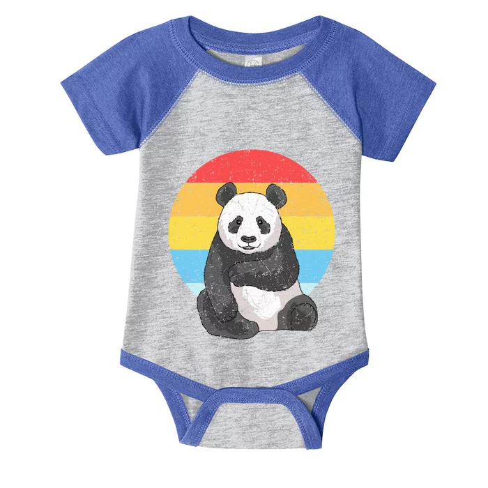 Retro Sunset Panda Gift Kawaii Vintage Panda Gift Infant Baby Jersey Bodysuit