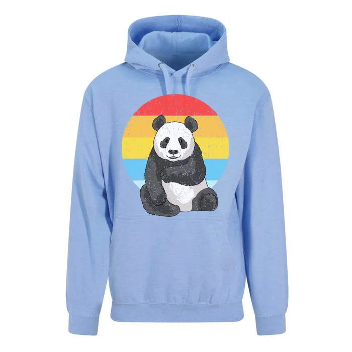 Retro Sunset Panda Gift Kawaii Vintage Panda Gift Unisex Surf Hoodie