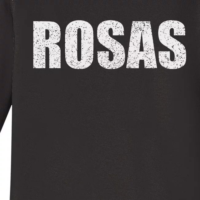 Rosas Surname Retro Hispanic Mexican Spanish Family Baby Long Sleeve Bodysuit