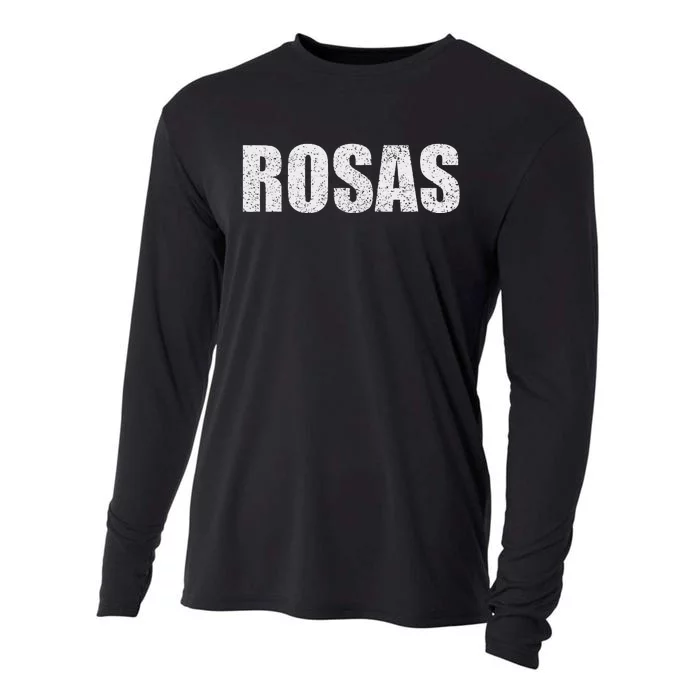 Rosas Surname Retro Hispanic Mexican Spanish Family Cooling Performance Long Sleeve Crew