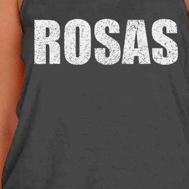 Rosas Surname Retro Hispanic Mexican Spanish Family Women's Knotted Racerback Tank