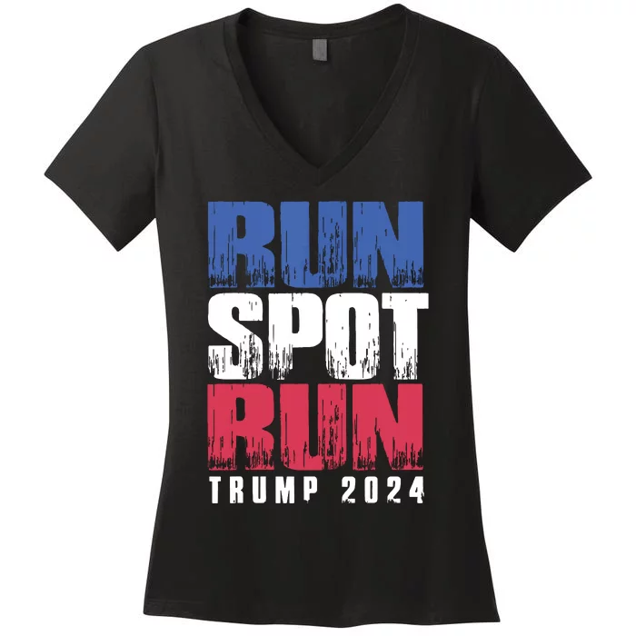 Run Spot Run Run Spot Run Women's V-Neck T-Shirt