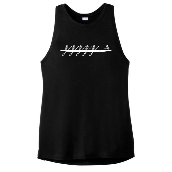 Rowing Skeleton Row Boats Paddle Coxswain Halloween Ladies Tri-Blend Wicking Tank