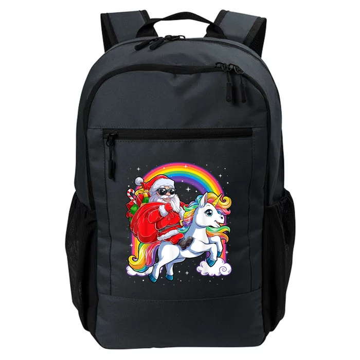 Retro Santa Riding Unicorn Christmas Rainbow Gift Daily Commute Backpack