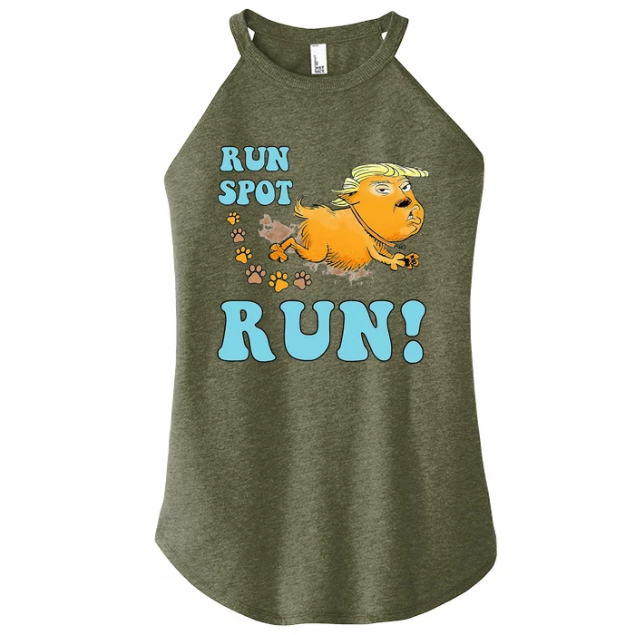 Run Spot Run Funny Run Spot Run Women’s Perfect Tri Rocker Tank