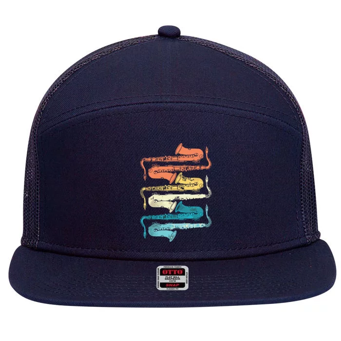 Retro Saxophone 7 Panel Mesh Trucker Snapback Hat