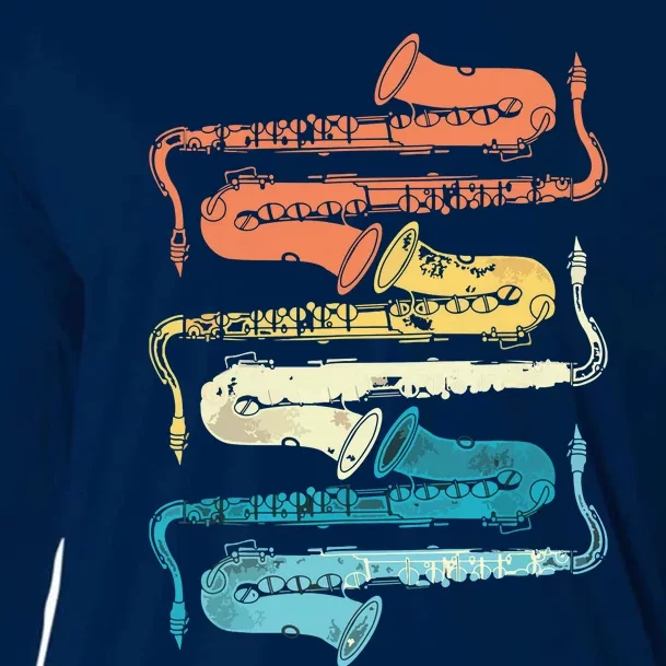 Retro Saxophone Cooling Performance Long Sleeve Crew