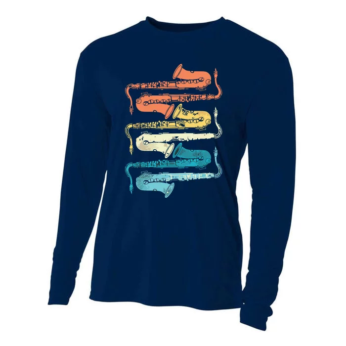 Retro Saxophone Cooling Performance Long Sleeve Crew