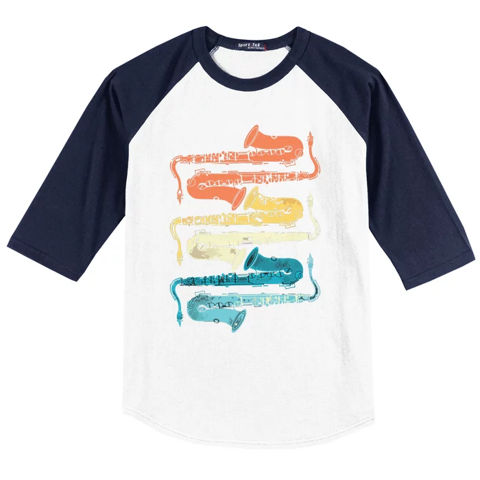 Retro Saxophone Baseball Sleeve Shirt