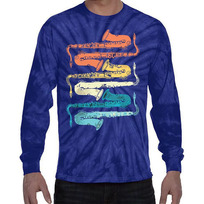 Retro Saxophone Tie-Dye Long Sleeve Shirt