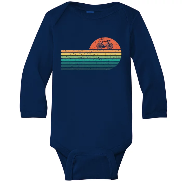 Retro Sunset Road Bike Bicycle Vintage Cycling Baby Long Sleeve Bodysuit