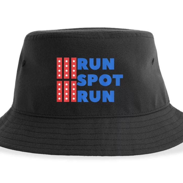 Run Spot Run Trump 2024 Debate Quote Funny Political Sustainable Bucket Hat