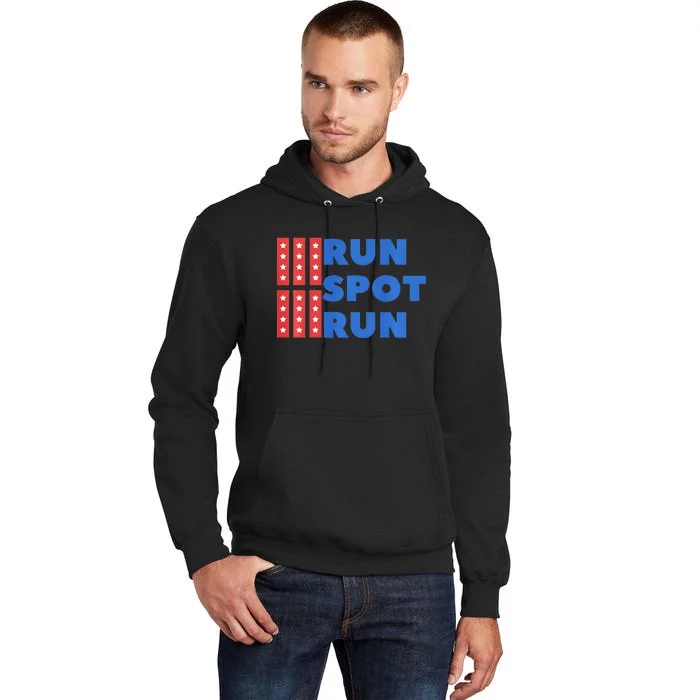 Run Spot Run Trump 2024 Debate Quote Funny Political Tall Hoodie