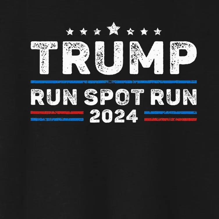 Run Spot Run! Funny Donald Trump Debate Quote 2024 Kamala Women's Crop Top Tee