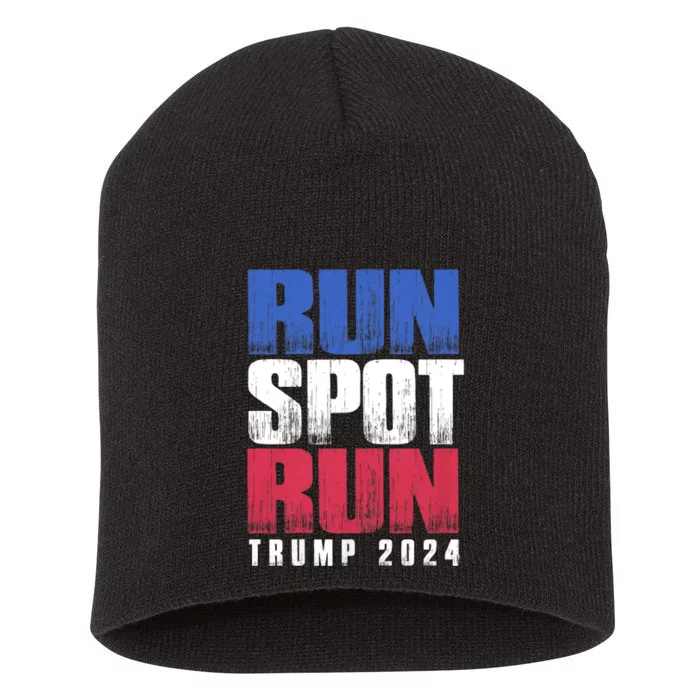 Run Spot Run Run Spot Run Trump Kamala Debate 2024 Short Acrylic Beanie