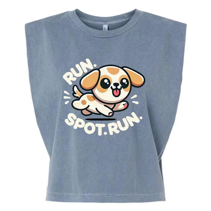 Run Spot Run Dog Humor Garment-Dyed Women's Muscle Tee