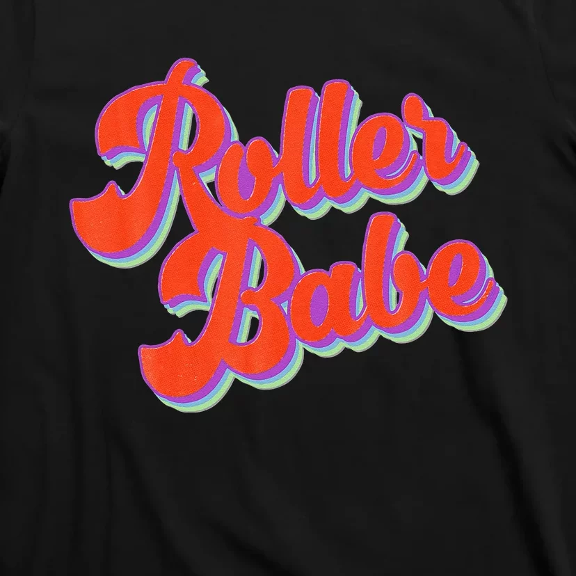 Roller Skate Retro 70s Derby Skater Babe Roller Disco T-Shirt