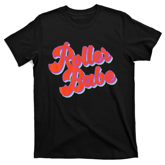 Roller Skate Retro 70s Derby Skater Babe Roller Disco T-Shirt