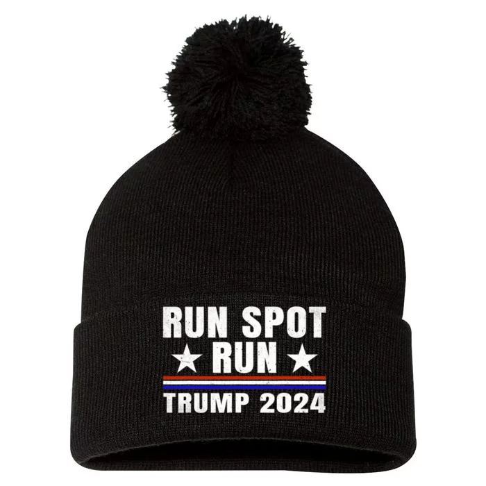 Run Spot Run Run Spot Run Trump 2024 Pom Pom 12in Knit Beanie