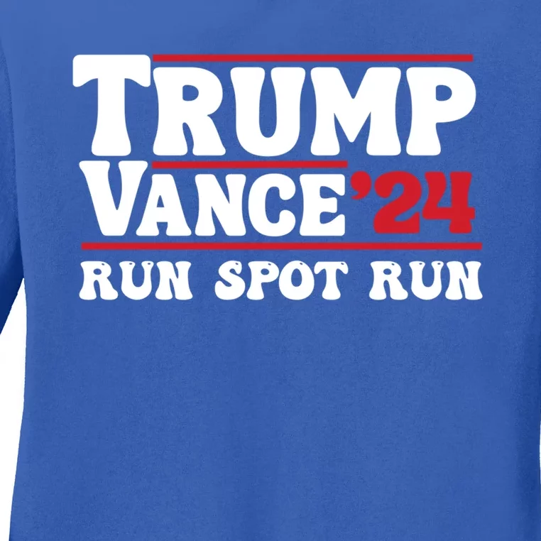 Run Spot Run Trump Vance 2024 Funny Election Debate Gift Ladies Long Sleeve Shirt