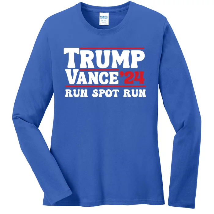 Run Spot Run Trump Vance 2024 Funny Election Debate Gift Ladies Long Sleeve Shirt