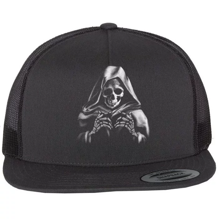 Reaper Skeleton Flat Bill Trucker Hat