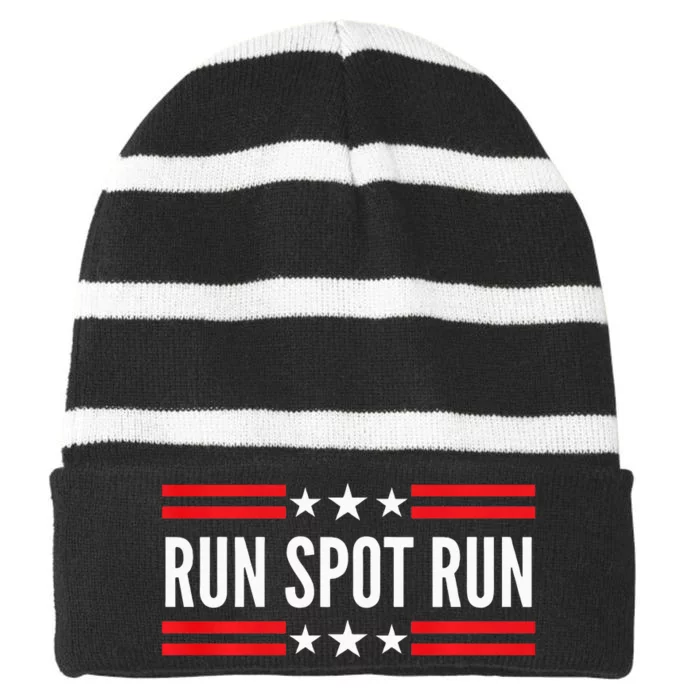 Run Spot Run Trump Presidential Debate 2024 Trump Vance Striped Beanie with Solid Band