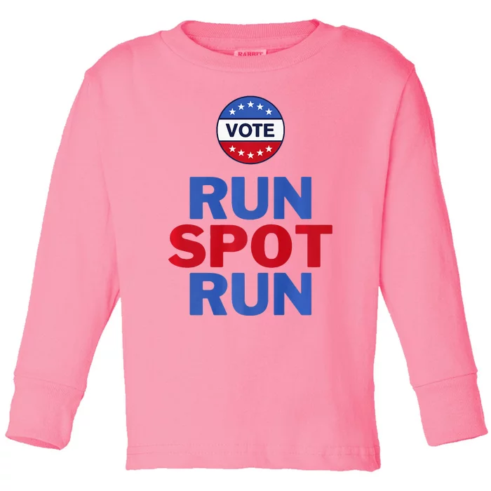 Run Spot Run. Trump And Harris Debate Toddler Long Sleeve Shirt