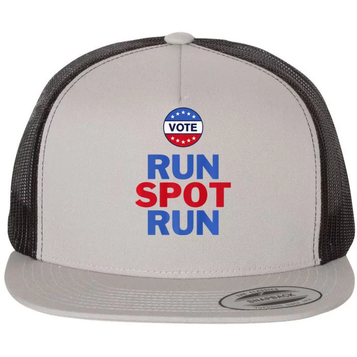 Run Spot Run. Trump And Harris Debate Flat Bill Trucker Hat