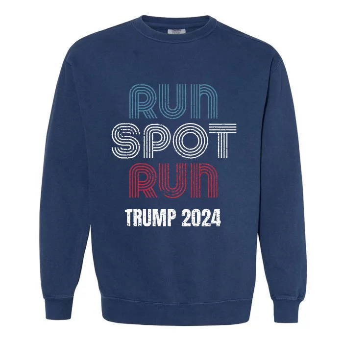 Run Spot Run Run Spot Run Trump Kamala Debate 2024 Garment-Dyed Sweatshirt