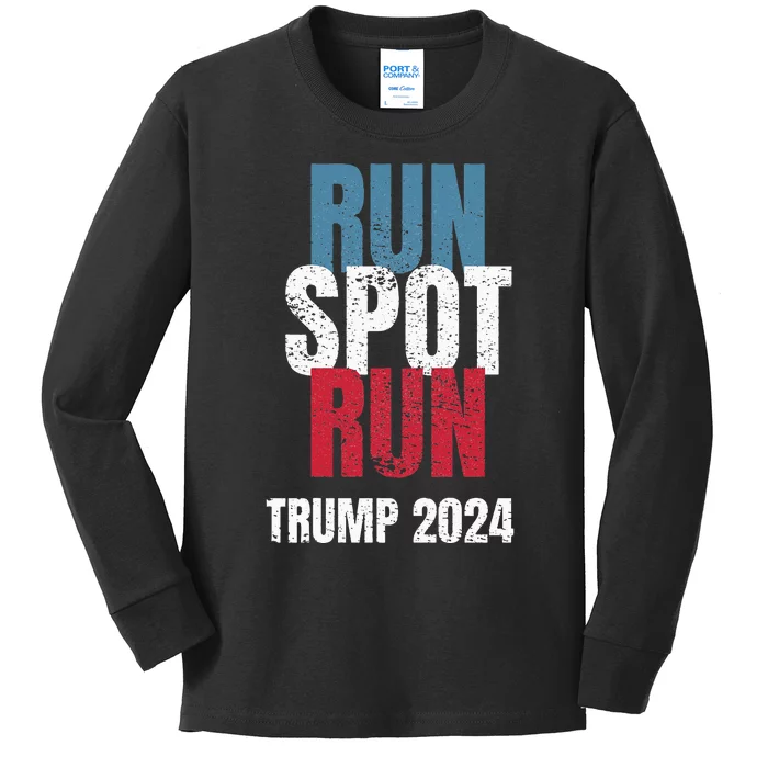 Run Spot Run Run Spot Run Trump Kamala Debate 2024 Kids Long Sleeve Shirt