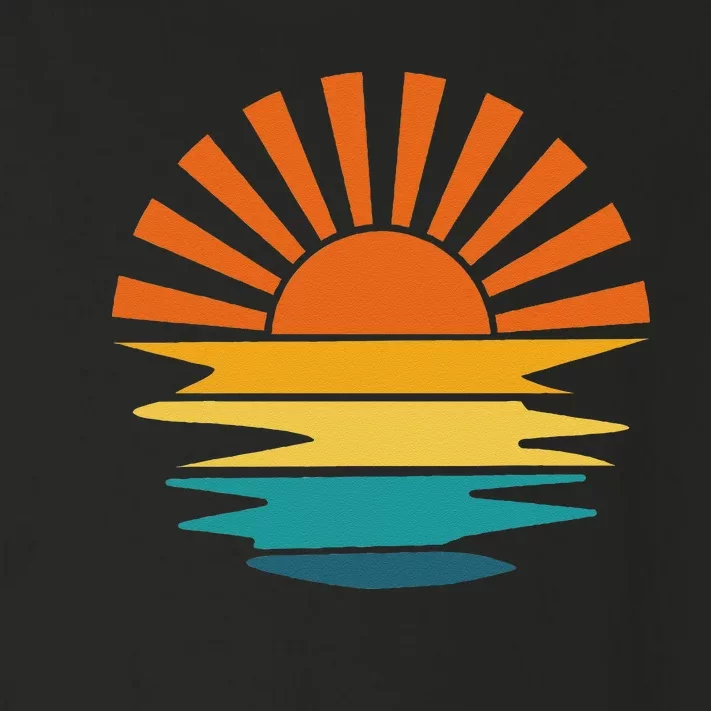 Retro Sunset Rays Wavy Vintage Retro Sunshine Sun Rays Vibes Toddler Long Sleeve Shirt