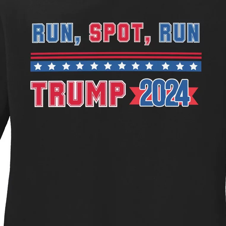 Run Spot Run Trump 2024 Ladies Long Sleeve Shirt