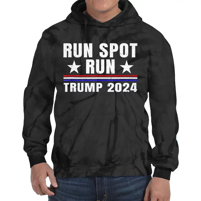 Run Spot Run Trump 2024 Debate Quote Funny Political Tie Dye Hoodie