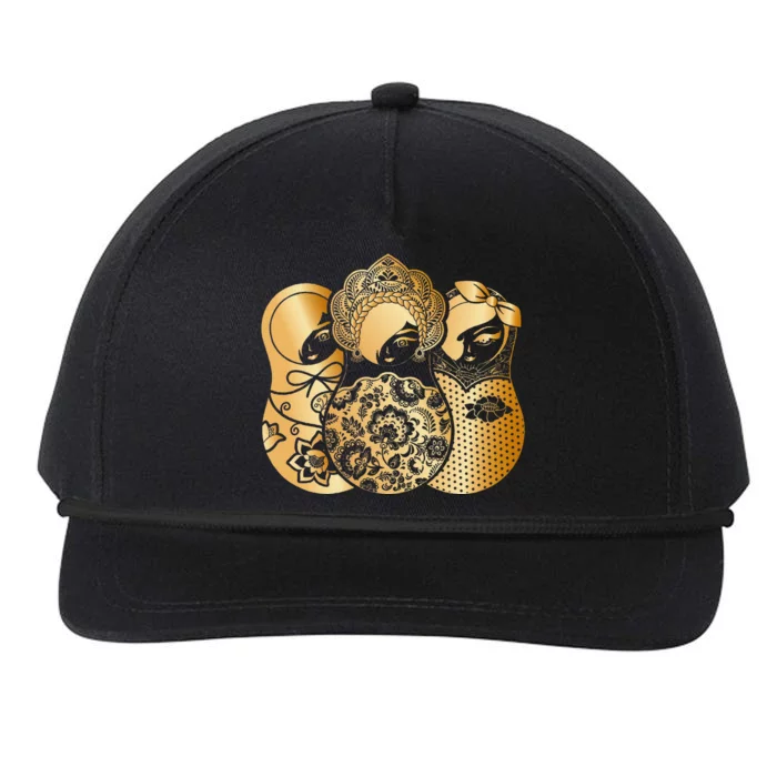 Russian Style Russian Style Boho Chic Pin Up Matryoshka Trio Snapback Five-Panel Rope Hat