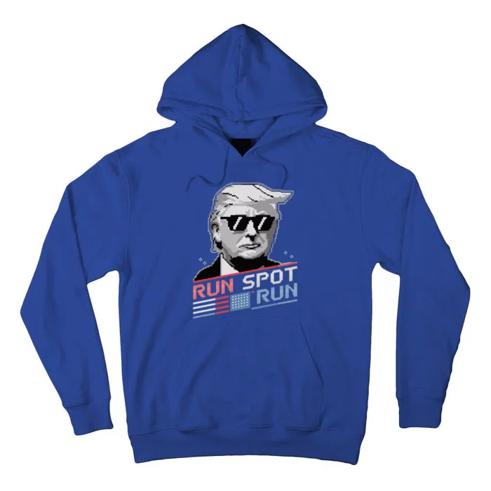 Run Spot Run Funny Quote Debate Trump Kamala Election 2024 Tall Hoodie