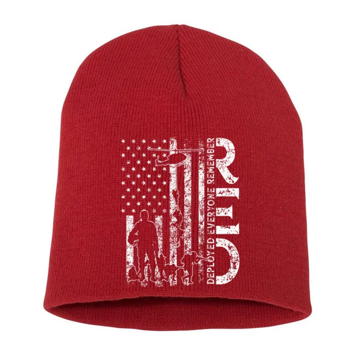 red soldiers remember everyone deployed military support Short Acrylic Beanie