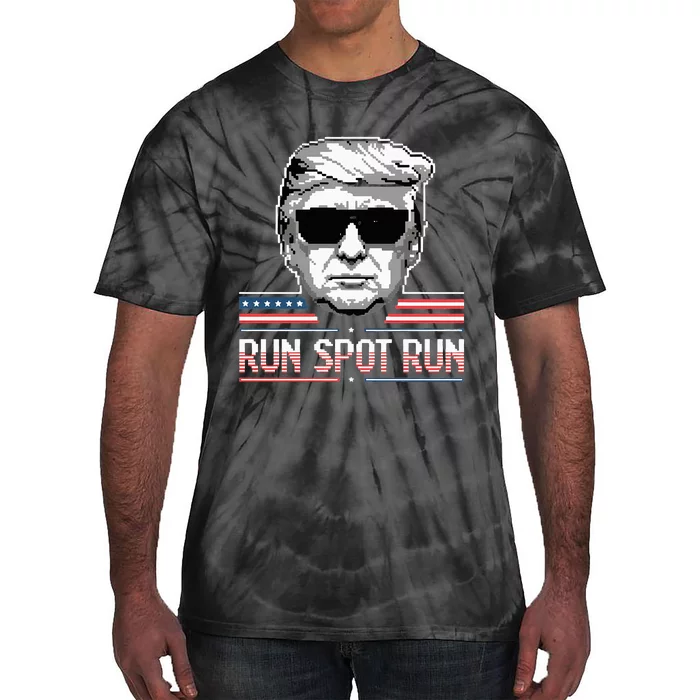 Run Spot Run Funny Quote Debate Trump Kamala Election 2024 Tie-Dye T-Shirt