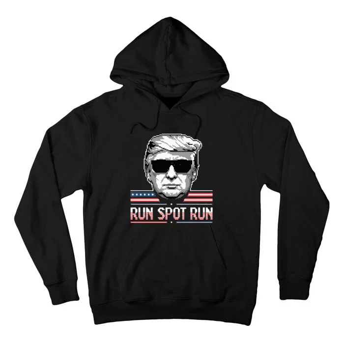 Run Spot Run Funny Quote Debate Trump Kamala Election 2024 Tall Hoodie