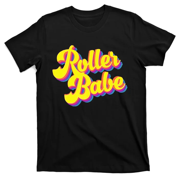 Roller Skate Retro 70s Derby Skater Babe Roller Disco T-Shirt