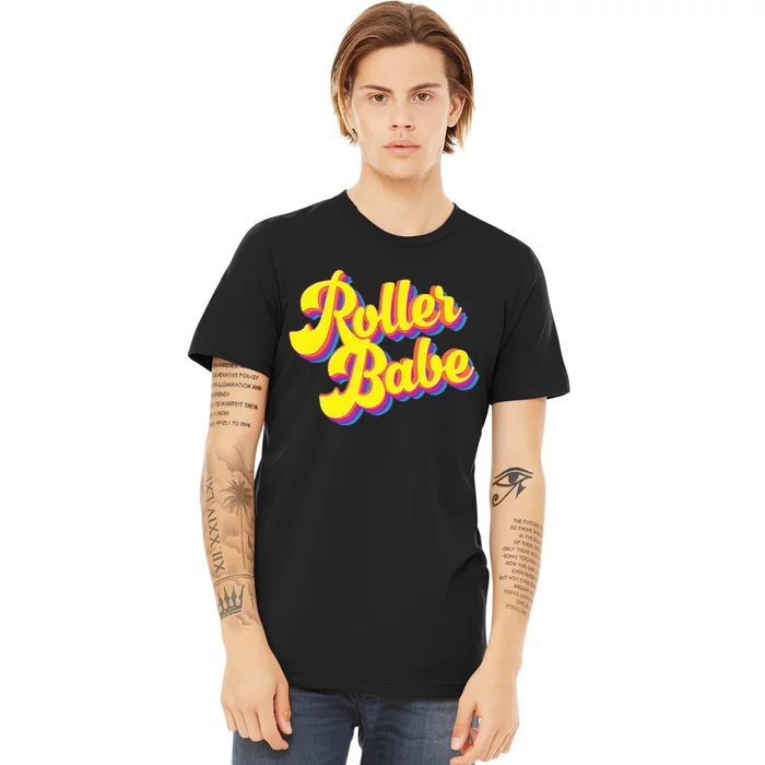 Roller Skate Retro 70s Derby Skater Babe Roller Disco Premium T-Shirt