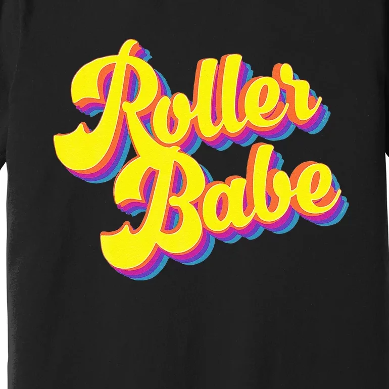 Roller Skate Retro 70s Derby Skater Babe Roller Disco Premium T-Shirt