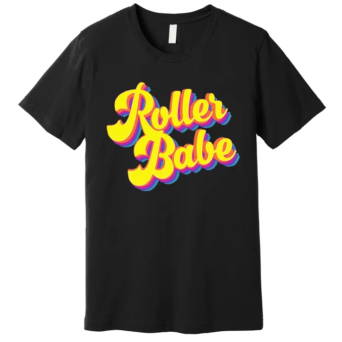 Roller Skate Retro 70s Derby Skater Babe Roller Disco Premium T-Shirt