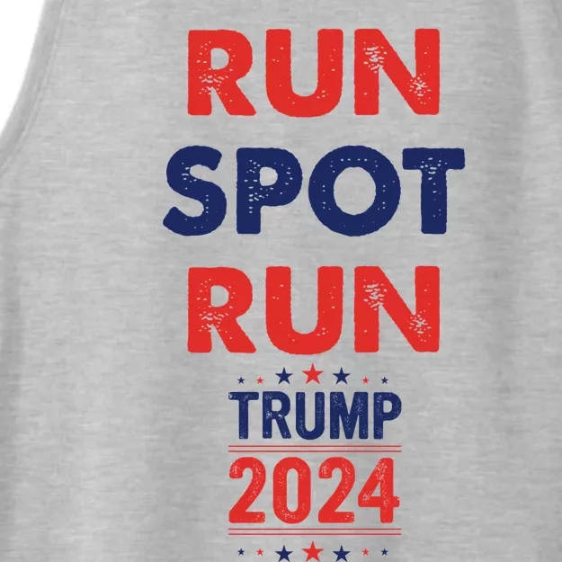 Run Spot Run 2024 Trump Debate Election 2024 Ladies Tri-Blend Wicking Tank