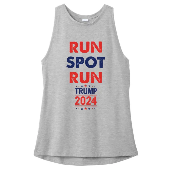 Run Spot Run 2024 Trump Debate Election 2024 Ladies Tri-Blend Wicking Tank