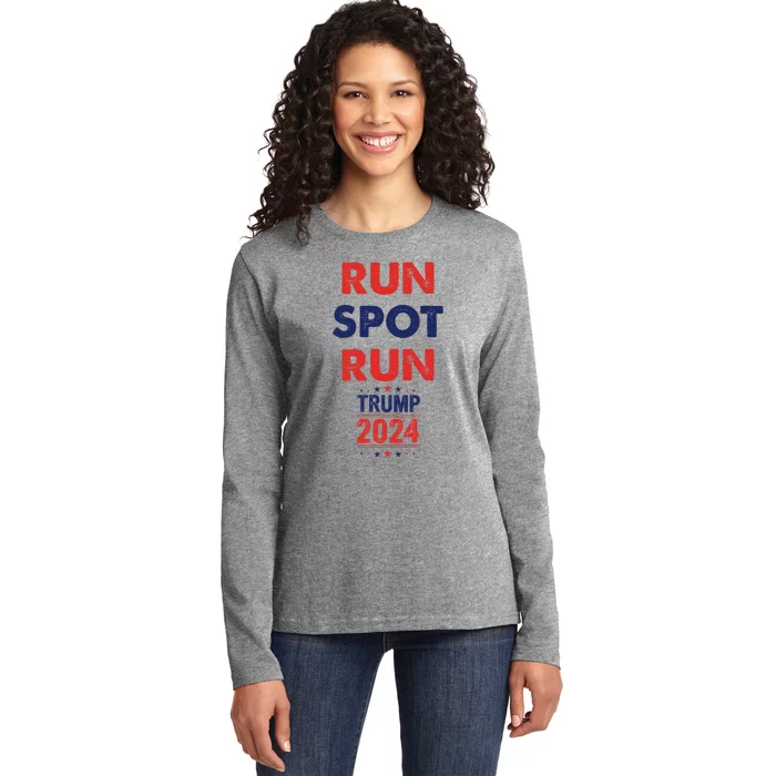 Run Spot Run 2024 Trump Debate Election 2024 Ladies Long Sleeve Shirt