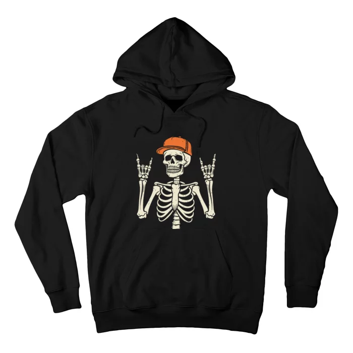 Rocker Skeleton Rock On Hand Halloween Skeleton Hoodie