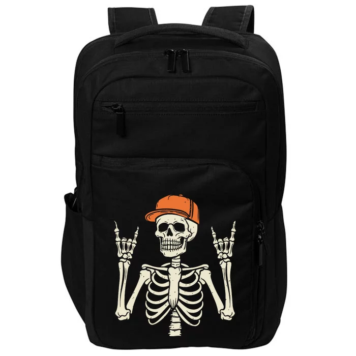 Rocker Skeleton Rock On Hand Halloween Skeleton Impact Tech Backpack